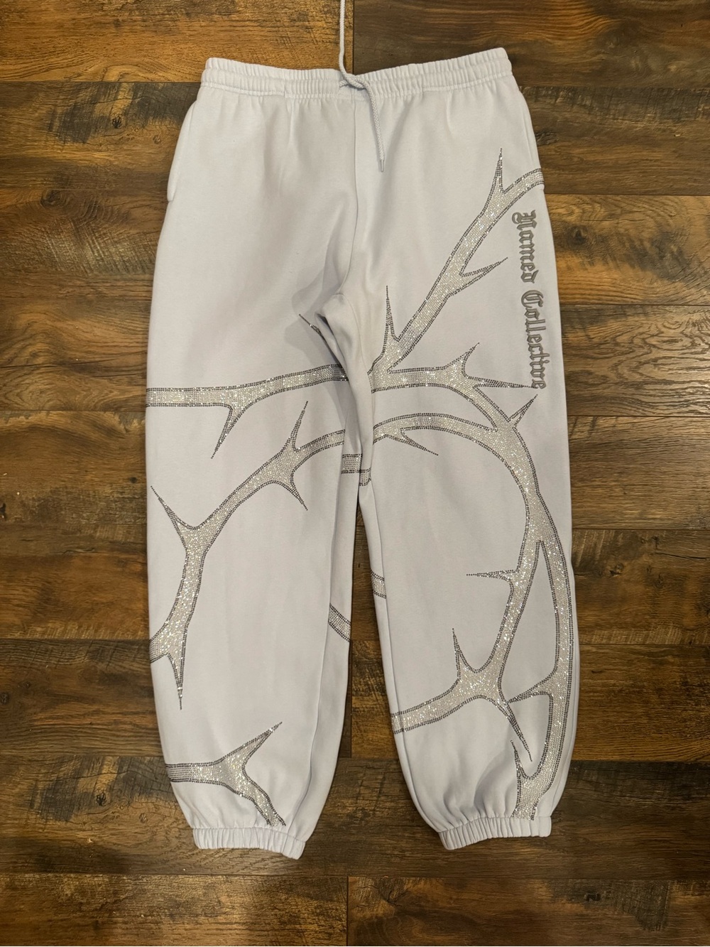 NAMED COLLECTIVE Baby Blue Thorn Rhinestone Joggers Size XL